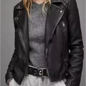 All Saints Black Leather Biker Jacket